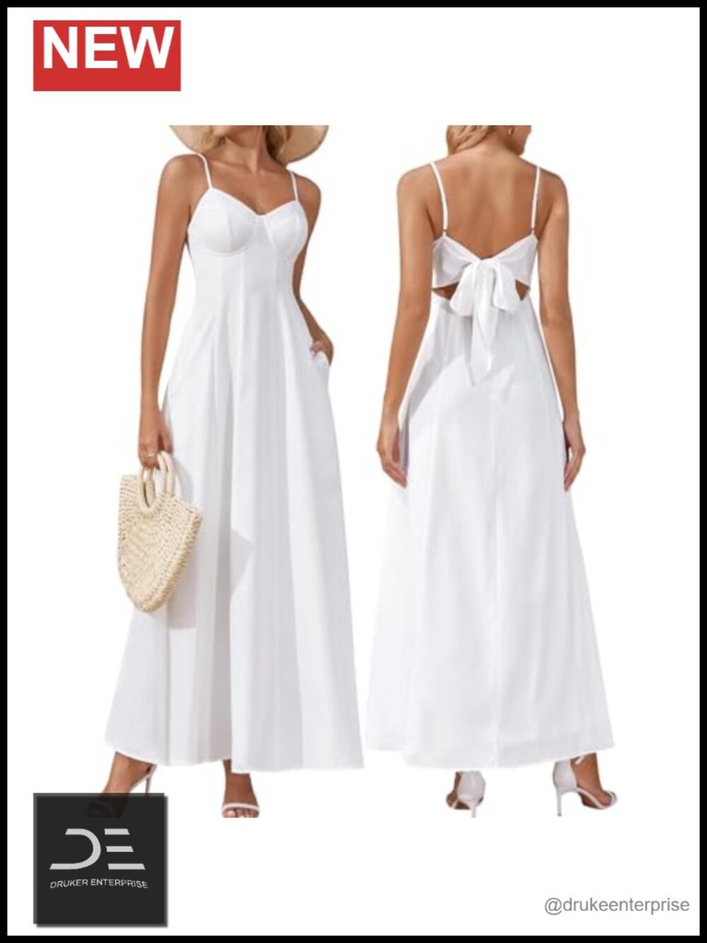 Flowy Floral Boho Maxi Dress A-Line Sweetheart Bow Tie Back Pockets